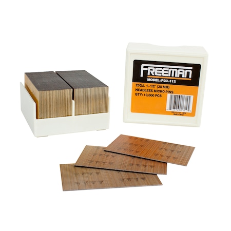 Freeman Collated Pin Nail, 1-1/2 in L, 23 ga, Headless Head P23-112